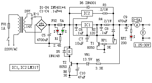LM317可調穩(wěn)壓電源電路