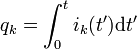 q_k=\int_0^t i_k(t') \mathrmd7xxntdt'
